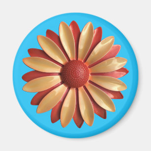 Íman Groovy Retro MOD Hippie Daisy Flower Primavera Blu