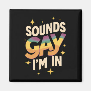 Íman Groovy Sounds Gay Estou no Orgulho LGBT Arco-íris