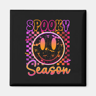 Íman Groovy Spooky Season Floral Hippie Smile Halloween