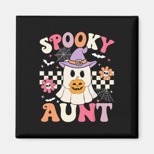 Íman Groovy Spooky tia Ghost segurando abóbora