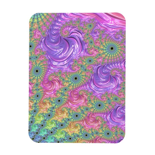 Íman Groovy Trippy Boho Jewel Tone Rainbow Fractal (Vertical)