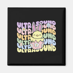 Íman Groovy Ultrasound Tech Bunny Pintinho Ovos Páscoa