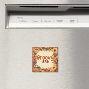 Íman Groovy Um Leão Aniversário Retro 70s Primeiro Aniv