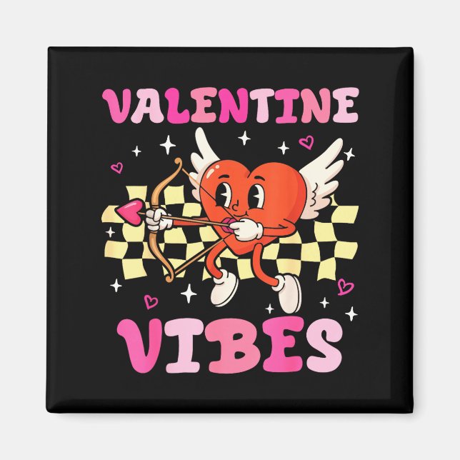 Íman Groovy Valentine Vibes Heart Cud Women Men  (Frente)