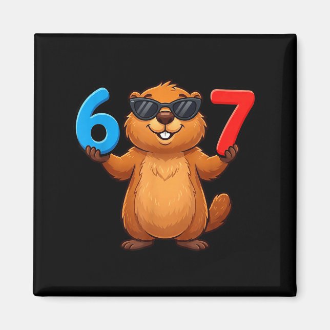 Íman Groundhog Six Seven Drip 67 Meme Engraçado 6-7 Gro (Frente)