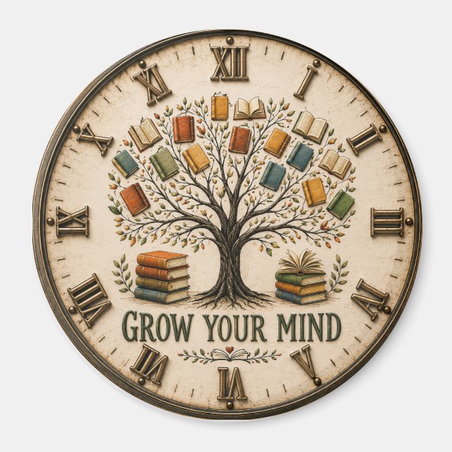 Íman Grow Your Mind Book  Reading Teacher Gift (Frente)