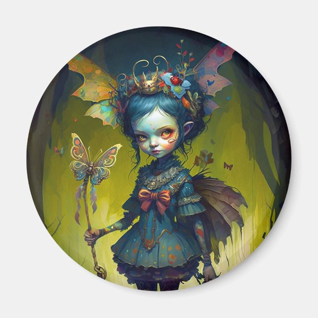 Íman Grumpy Fairy Pixie Fantasy Art (Frente)