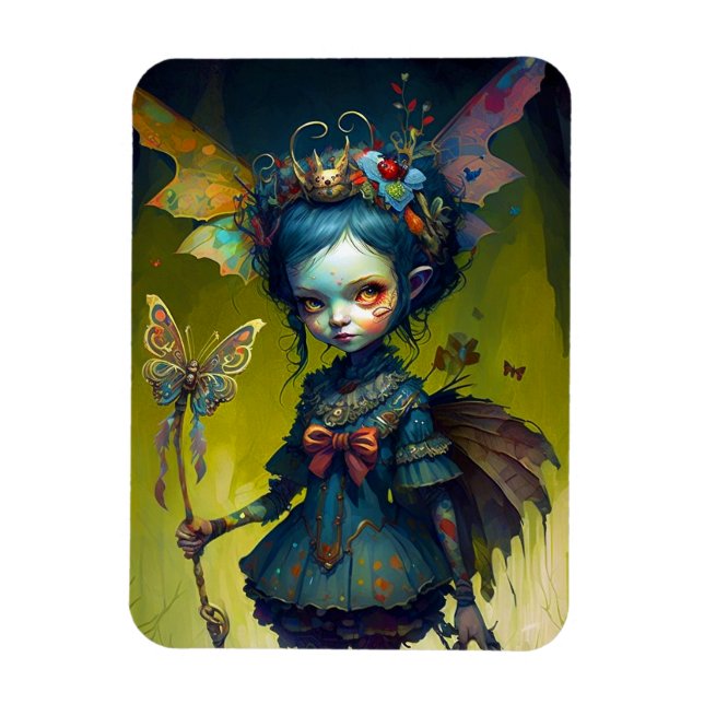 Íman Grumpy Fairy Pixie Fantasy Art (Vertical)
