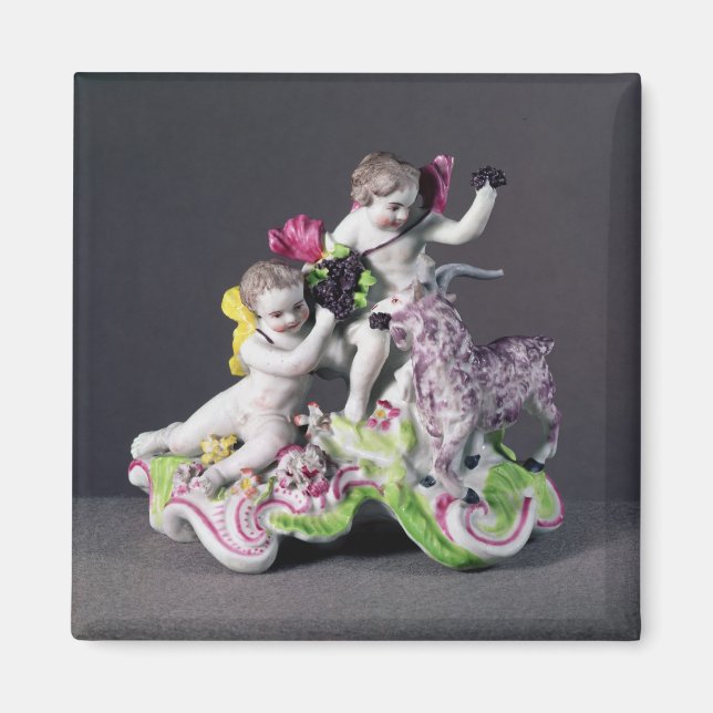 Íman Grupo Longton Hall, dois putti com cabra, c.1755 (Frente)