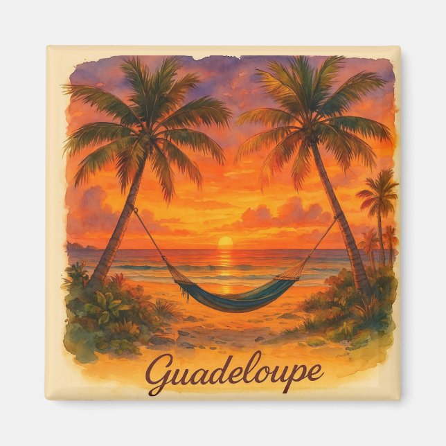 Íman Guadeloupe – Coucher de Soleil Tropical avec Hamac (Frente)
