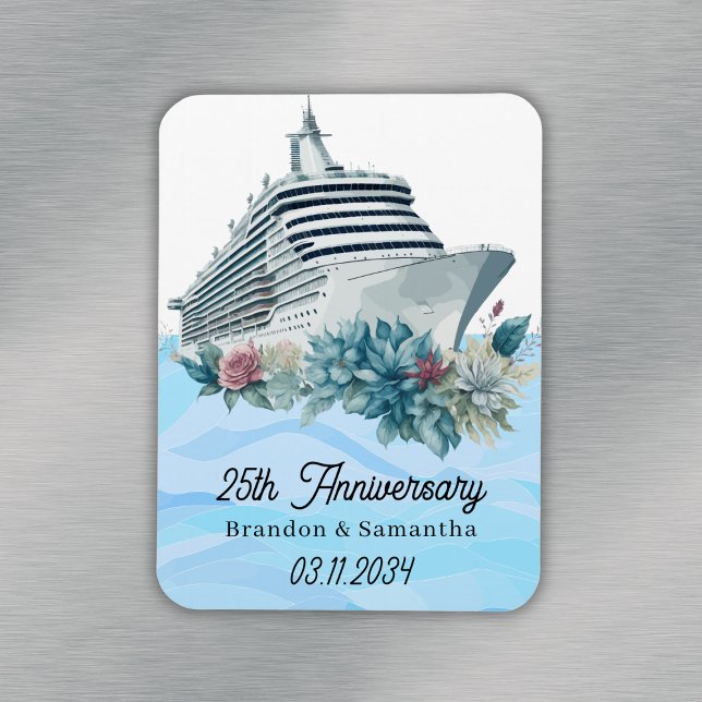 Íman Guarda de Aniversário de Casamento de 25 de Cruise (Custom Cruise 25th Wedding Anniversary Keepsake Magnet
)