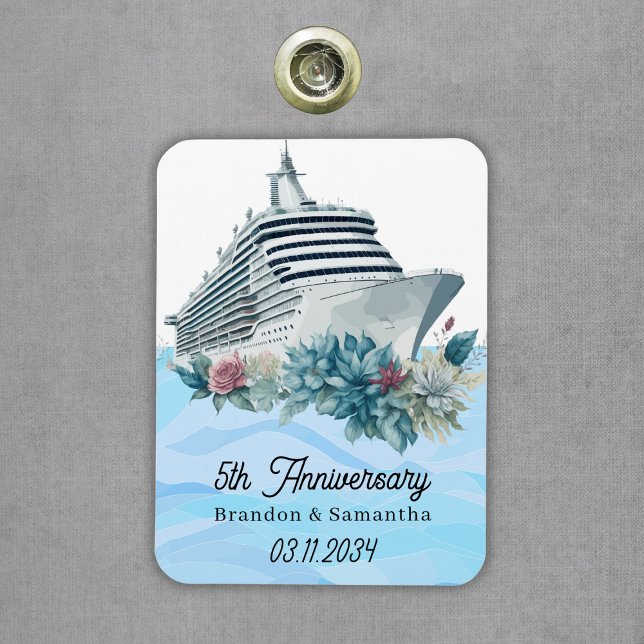 Íman Guarda de Aniversário de Casamento de 5 de Cruise  (Custom Cruise 5th Wedding Anniversary Keepsake Magnet
)