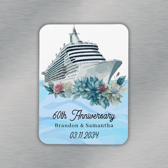 Íman Guarda do Aniversário de Casamento do 60º Cruise P (Custom Cruise 60th Wedding Anniversary Keepsake Magnet
)