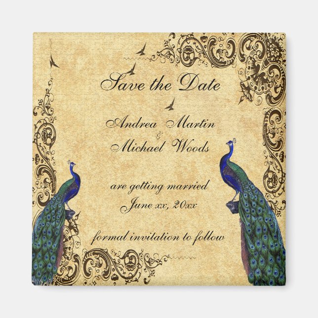 Íman Guardar a data, Pavão, Magneta Personalizada (Frente)