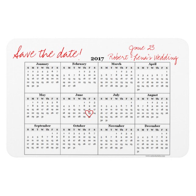 Íman Guardar a Data Personalizada do Íman de Calendário (Horizontal)