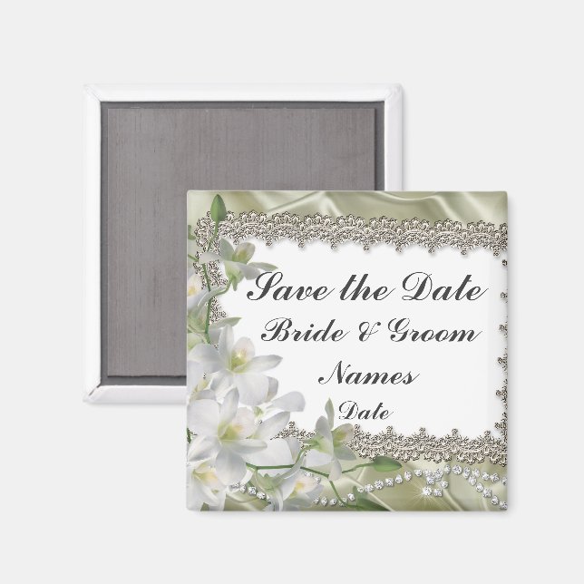 Íman Guardar as Imagens de Casamento da Flor Branca de  (Front/Back)