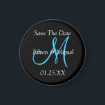 Íman Guardar As Informações De Casamento Personalizado<br><div class="desc">Guardar O Íman De Informações De Casamento Personalizado Do Monograma De Data</div>