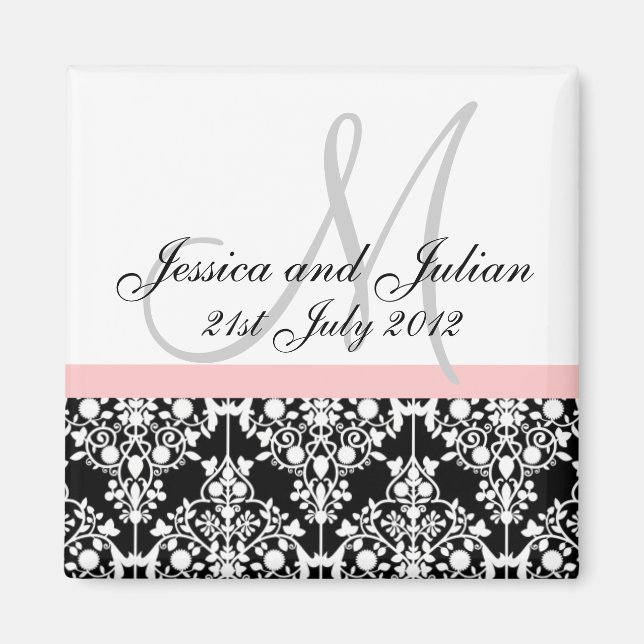 Íman Guarde a data Black/Pink Monograma Damask Trellis (Frente)
