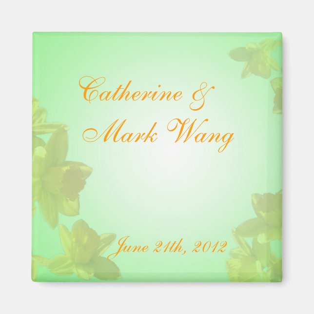 Íman guarde a data, flores de tulipa amarelas (Frente)