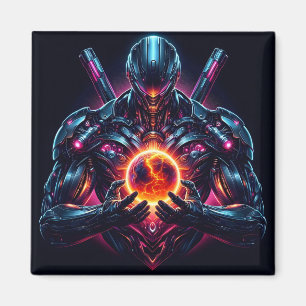 Íman Guardião Cibernético Cósmico Abstrato Robô Futuris