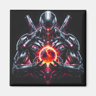 Íman Guardião Cósmico Cibernético Abstrato Robô Futuris