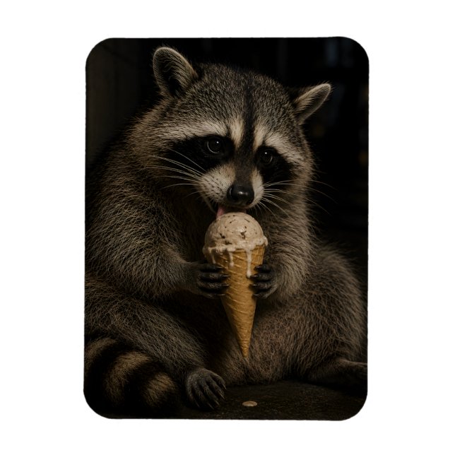 Íman Guaxinim Engraçado Comendo Sorvete (Vertical)