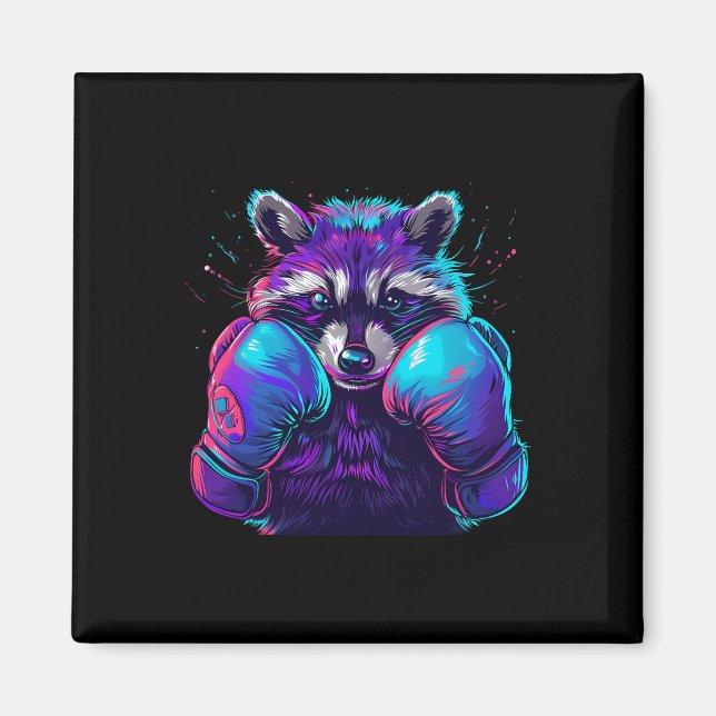 Íman Guaxinim Luta Boxe Com Luvas de Boxe Kickboxing En (Frente)