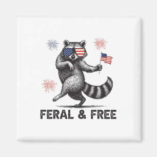 Íman Guaxinim Patriótico Feral Mas Livre Bandeira Dos E