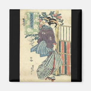 Íman gueixa tradicional do quimono do jardim japonês d