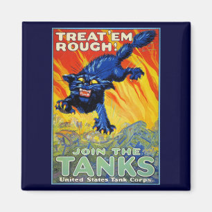 Íman Guerra Militar Vintage Recrutando com um Gato Selv