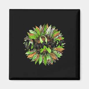 Íman Guerreiro da Saúde Leopard Sunflower Green Ribbon