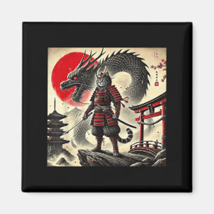 Íman Guerreiro Gráfico Samurai Gato Japonês Gato Ninja
