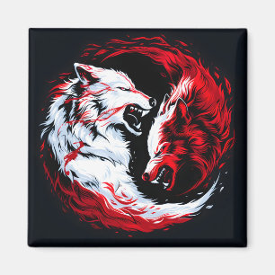 Íman Guerreiro Lobo Cósmico Branco Vermelho
