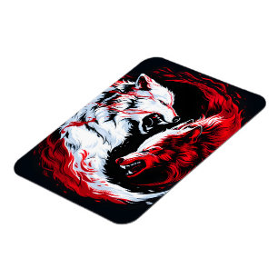 Íman Guerreiro Lobo Cósmico Branco Vermelho