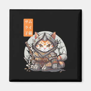 Íman Guerreiro Samurai Japonês Kawaii Cat Anime Lover