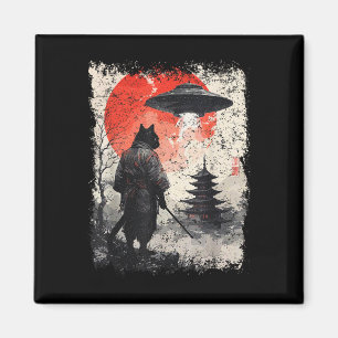 Íman Guerreiro Samurai Ninja Gato Sumi-e Ovni Ukiyo-e F