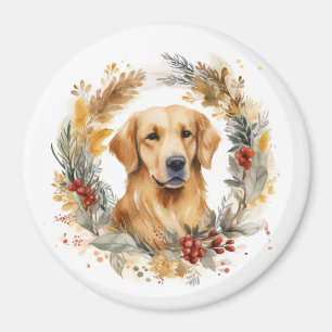 Íman Guirlanda de Natal com Cachorro Golden Retriever F