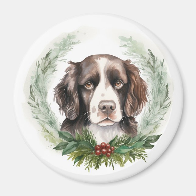 Íman Guirlanda de Natal do Springer spaniel Pupila Fest (Frente)