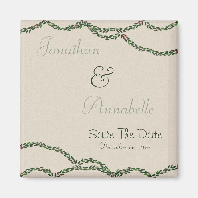 Íman Guirlanda de Natal Save The Date (Frente)