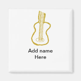 Íman Guitarra acústica com brilho dourado adicionar nom
