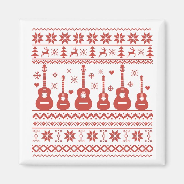 Íman Guitarra acústica de suéter de Natal feia (Frente)
