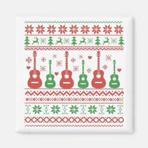 Íman guitarra acústica de suéter de natal feio