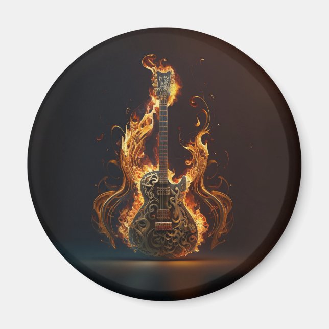 Íman Guitarra elétrica em chamas (Frente)