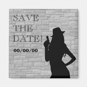 Íman Gun Moll Silhouette Save-the-Date