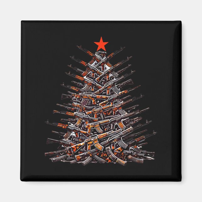 Íman Guns Christmas Tree Funny Xmas 2025 For Gun Lover  (Frente)