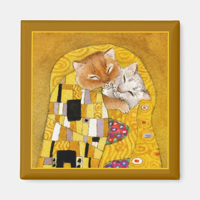 Íman Gustav Klimt Cat Beija imã (Frente)