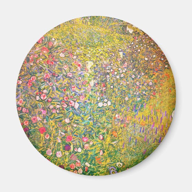 Íman Gustav Klimt Flores Rosa Magnet (Frente)