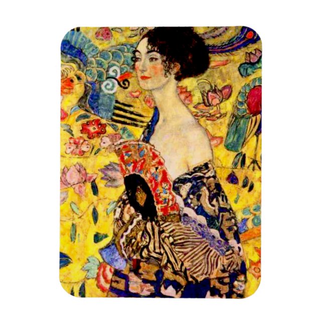 Íman Gustav Klimt Lady com ventilador (Vertical)