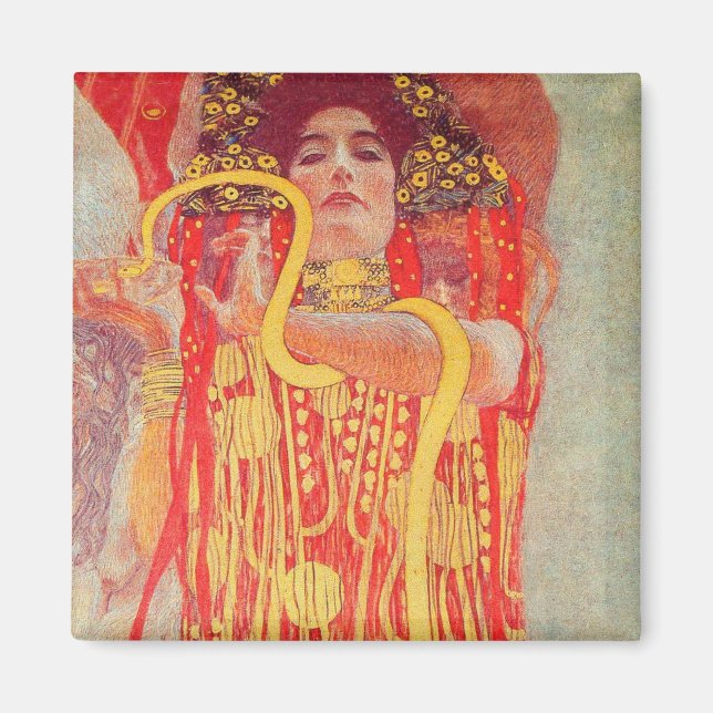 Íman Gustav Klimt Red Woman Dourada pintura Cobra (Frente)