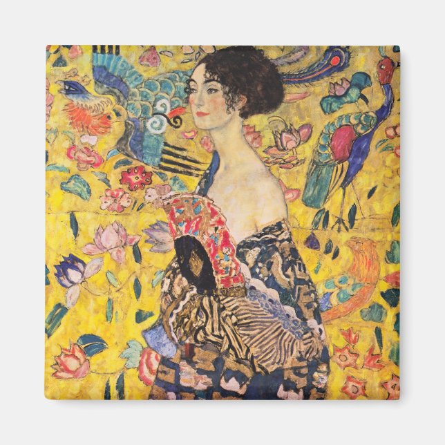 Íman Gustav Klimt - Senhora com Leque (Frente)